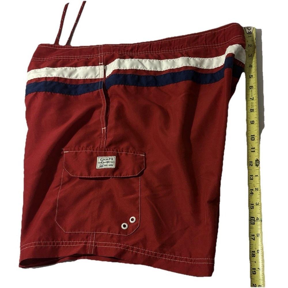 CHAPS Red White & Blue Stripe Mesh Lined Swim Trunks Mens Size XL Vtg Classic - Picture 7 of 13